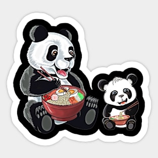 Panda,Mommy panda and baby panda eats ramen,ramen lover Sticker